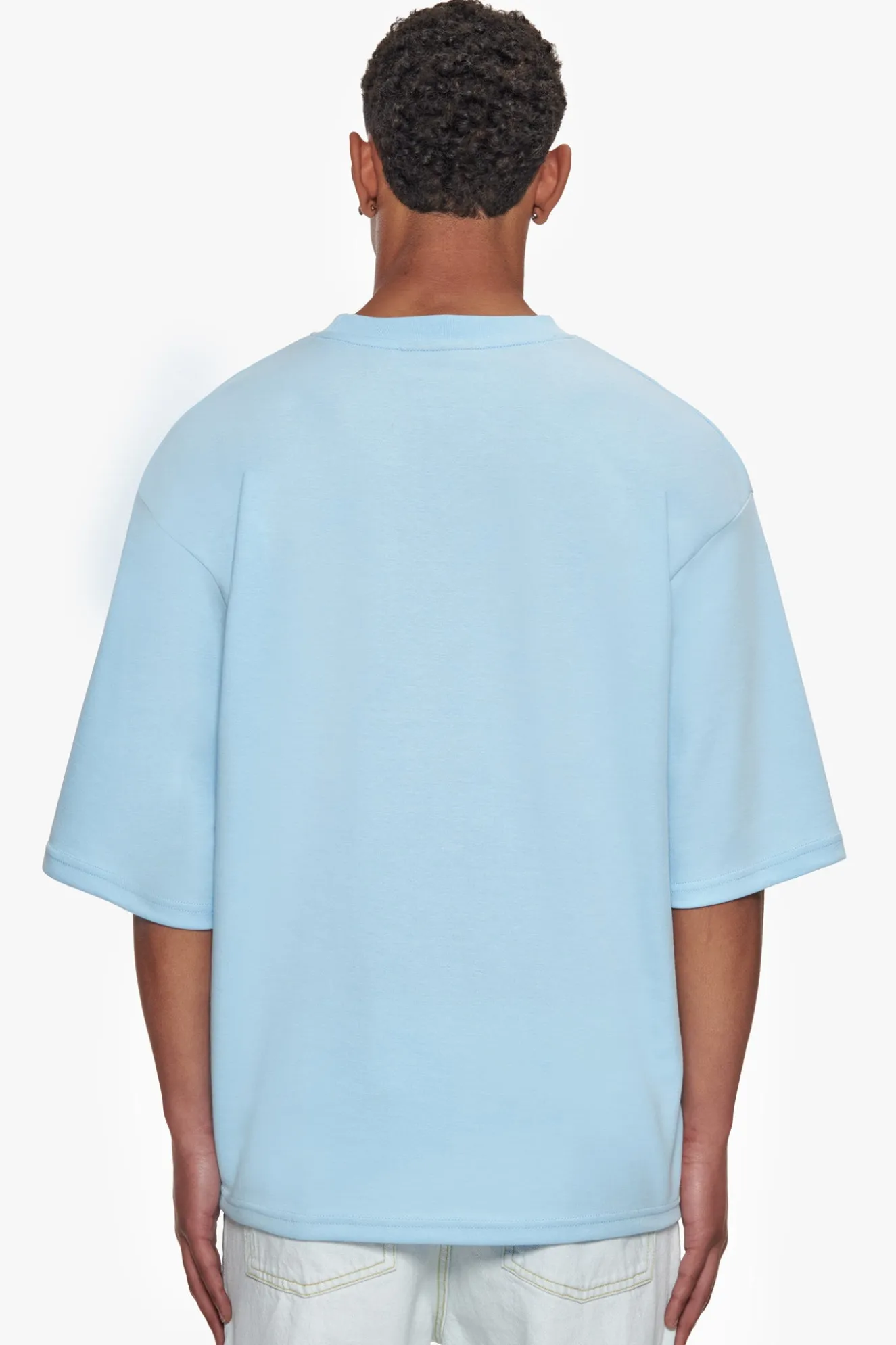 HEAVY OVERSIZE SILK EMBO T-SHIRT BABY BLUE