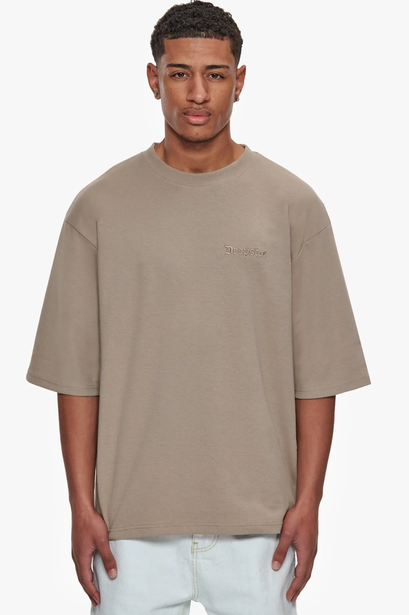 HEAVY OVERSIZE SILK EMBO T-SHIRT SIMPLY TAUPE
