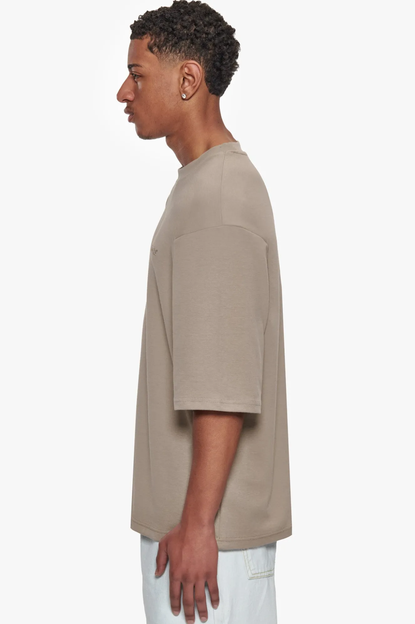 HEAVY OVERSIZE SILK EMBO T-SHIRT SIMPLY TAUPE
