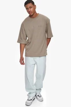 HEAVY OVERSIZE SILK EMBO T-SHIRT SIMPLY TAUPE