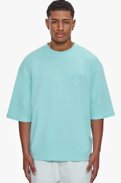 HEAVY OVERSIZE SILK EMBO T-SHIRT TURQUOISE