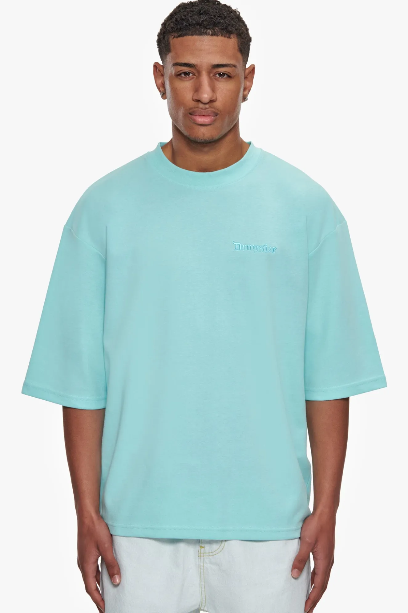 HEAVY OVERSIZE SILK EMBO T-SHIRT TURQUOISE