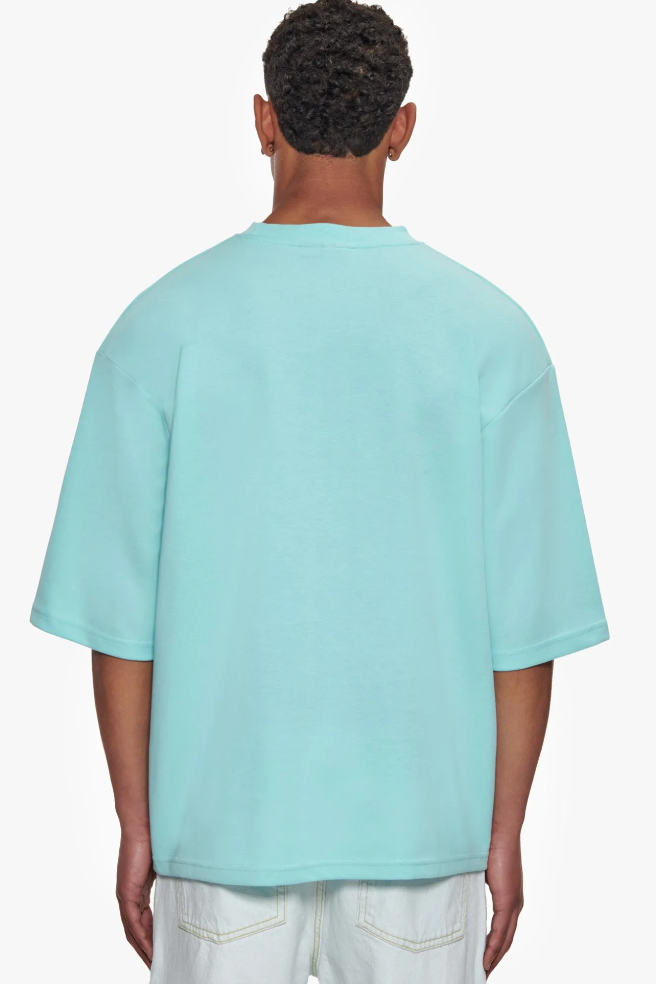 HEAVY OVERSIZE SILK EMBO T-SHIRT TURQUOISE