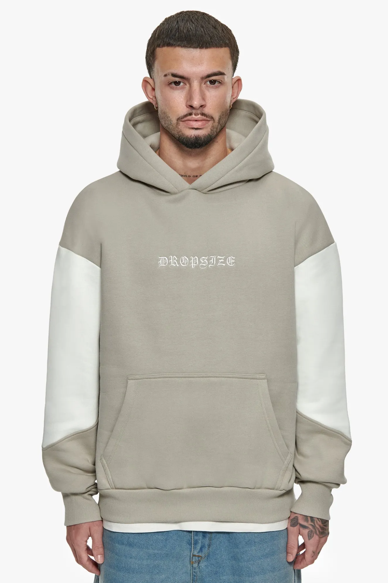 HEAVY OVERSIZE SPLIT COLOUR V2 HOODIE STONE