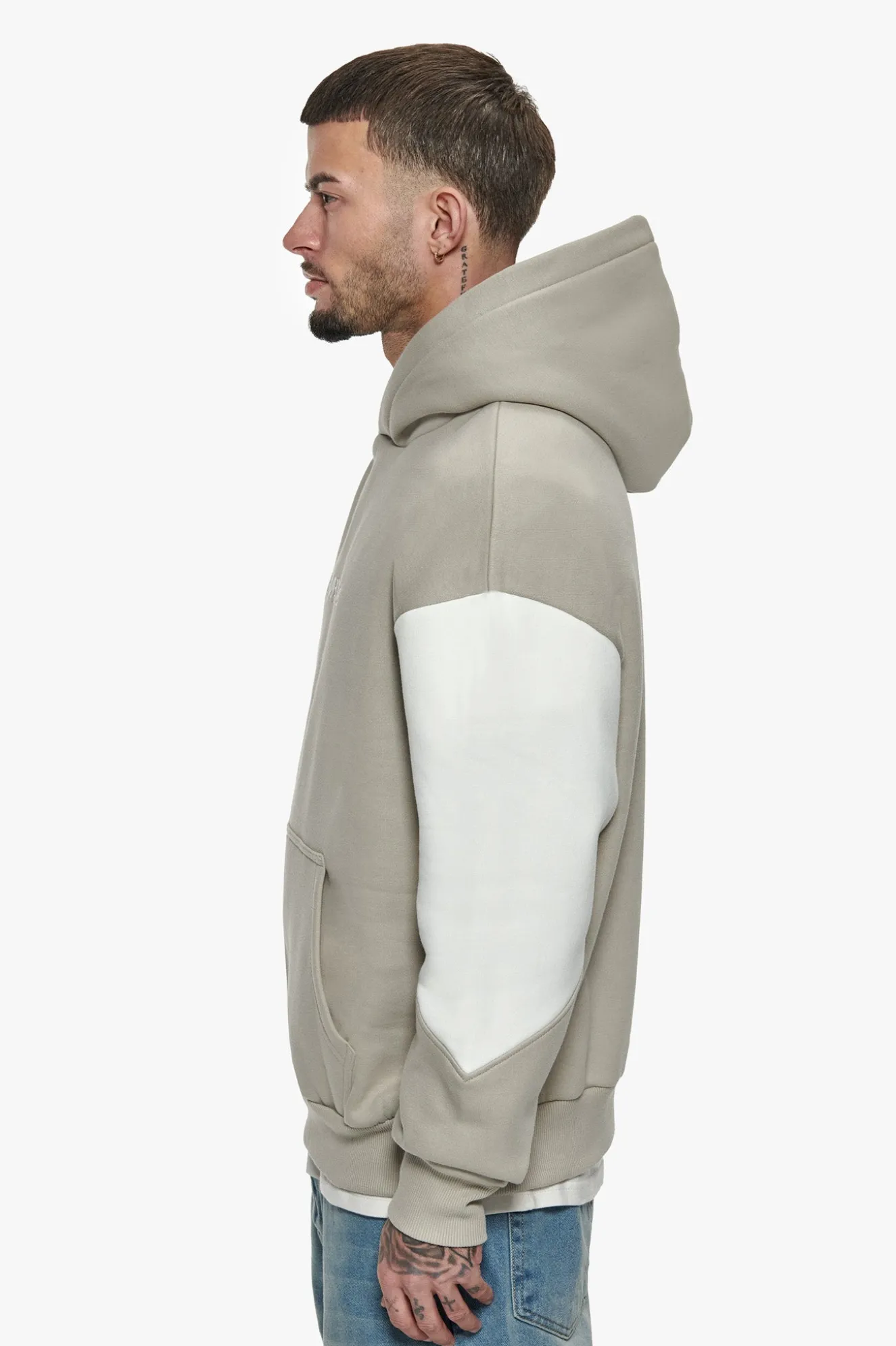 HEAVY OVERSIZE SPLIT COLOUR V2 HOODIE STONE
