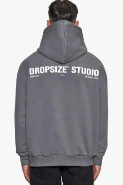 HEAVY OVERSIZE STUDIO HOODIE GRAY / WHITE