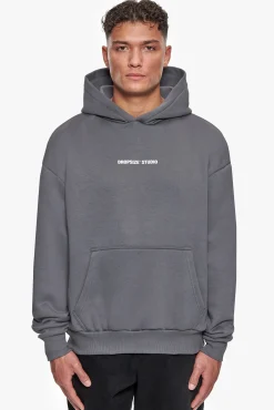 HEAVY OVERSIZE STUDIO HOODIE GRAY / WHITE