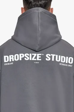 HEAVY OVERSIZE STUDIO HOODIE GRAY / WHITE