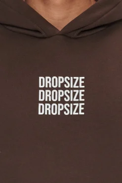 HEAVY OVERSIZE TRIPLE LOGO HOODIE CHOCOLATE BROWN