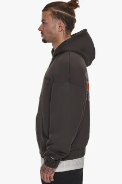 HEAVY OVERSIZE TRIPLE LOGO ZIP-HOODIE WASHED BLACK