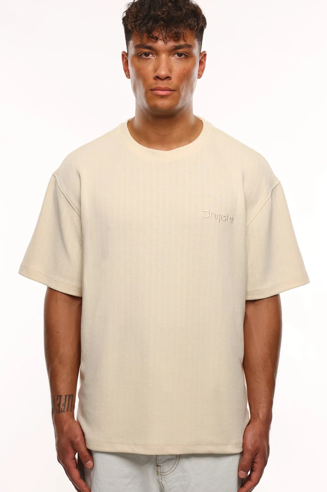 HEAVY OVERSIZE WAFFLE T-SHIRT BEIGE