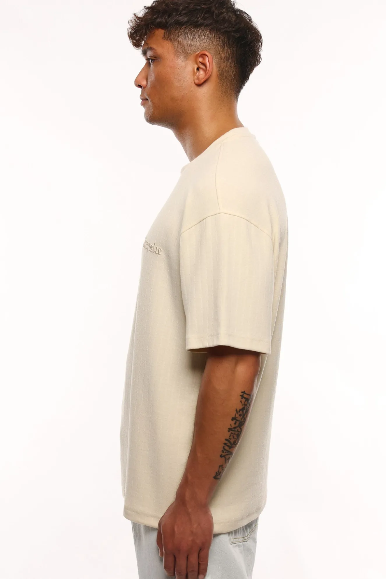HEAVY OVERSIZE WAFFLE T-SHIRT BEIGE
