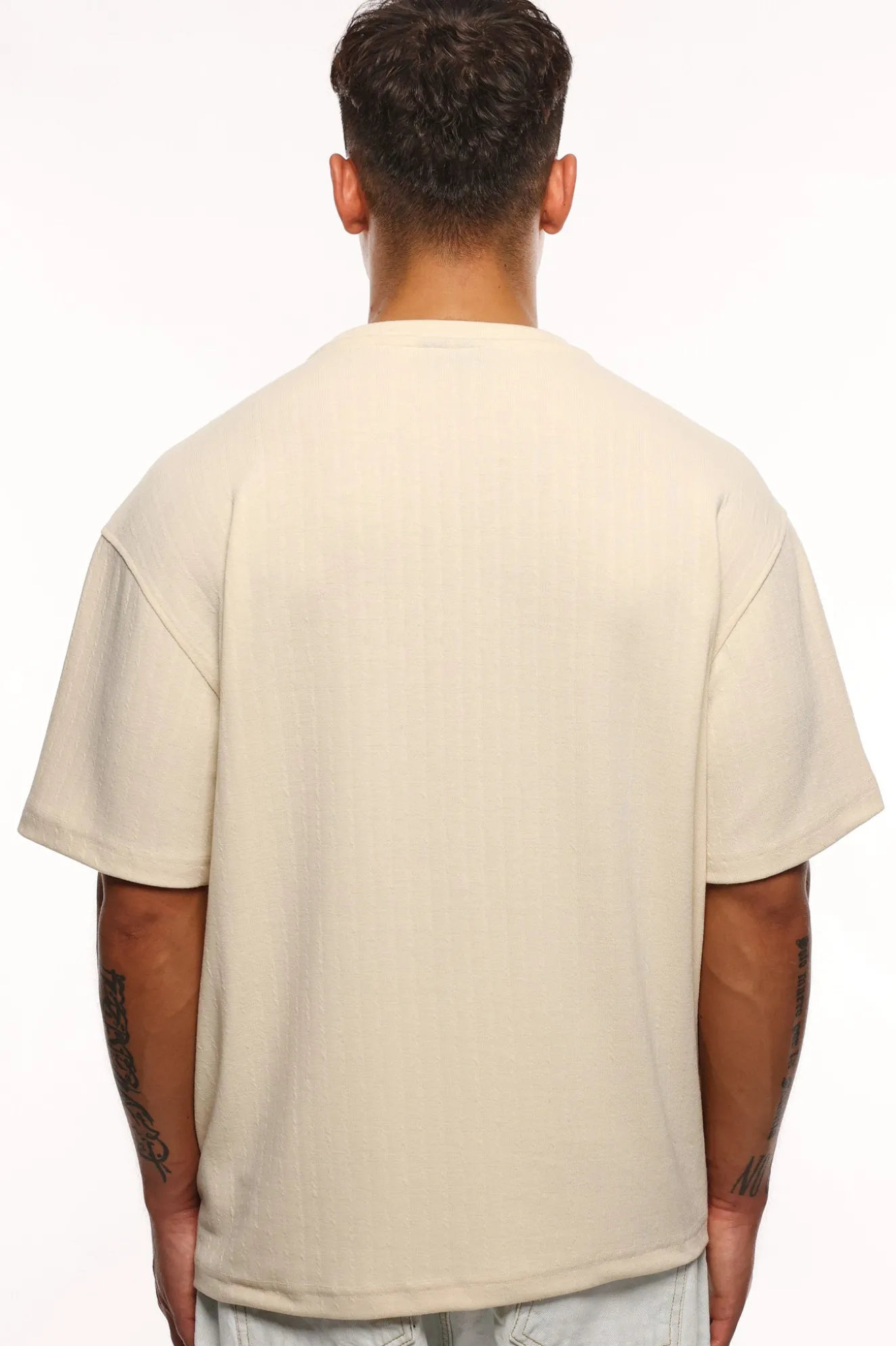 HEAVY OVERSIZE WAFFLE T-SHIRT BEIGE