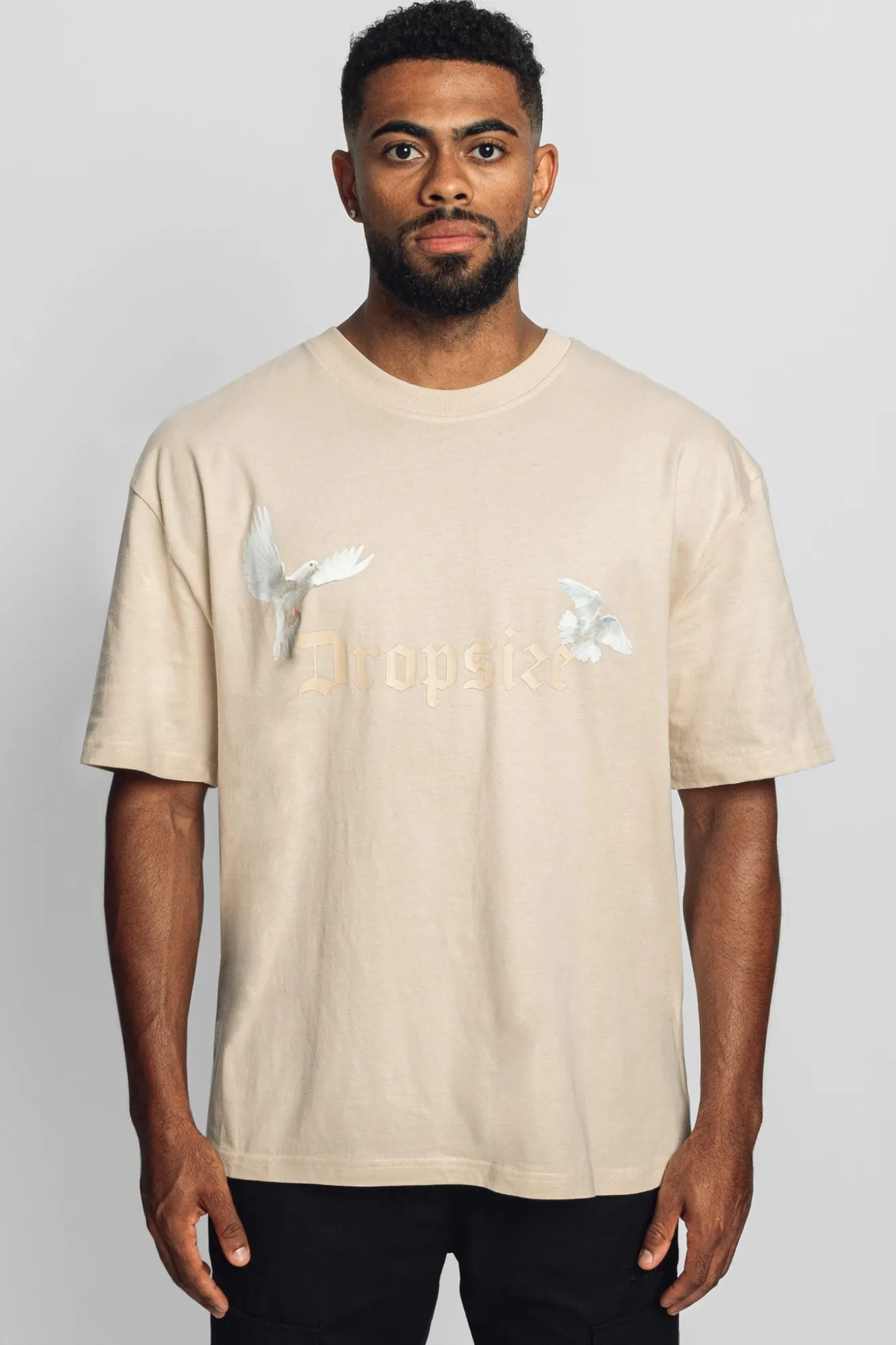 HEAVY OVERSIZE WHITE DOVES T-SHIRT COCONUT MILK
