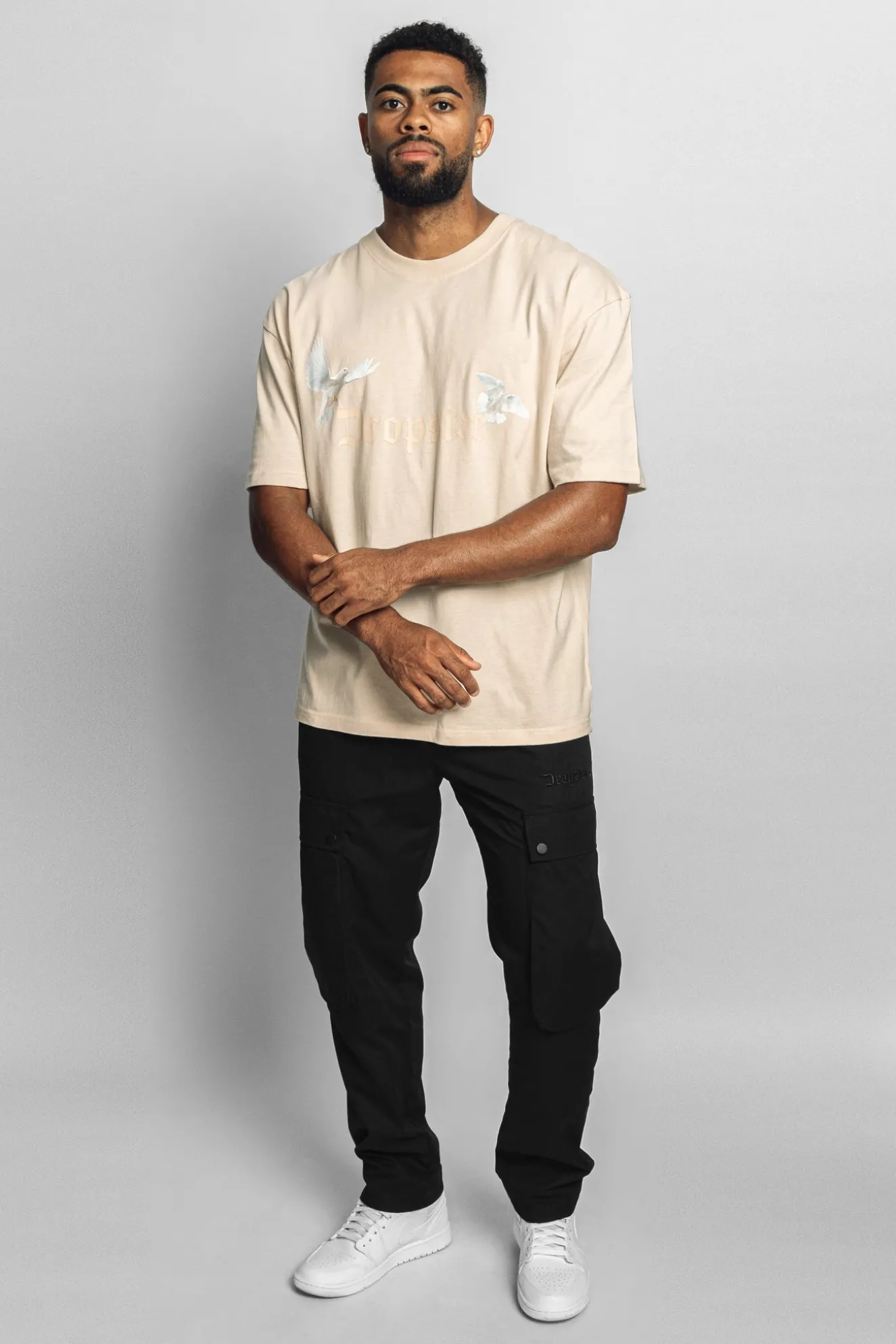 HEAVY OVERSIZE WHITE DOVES T-SHIRT COCONUT MILK