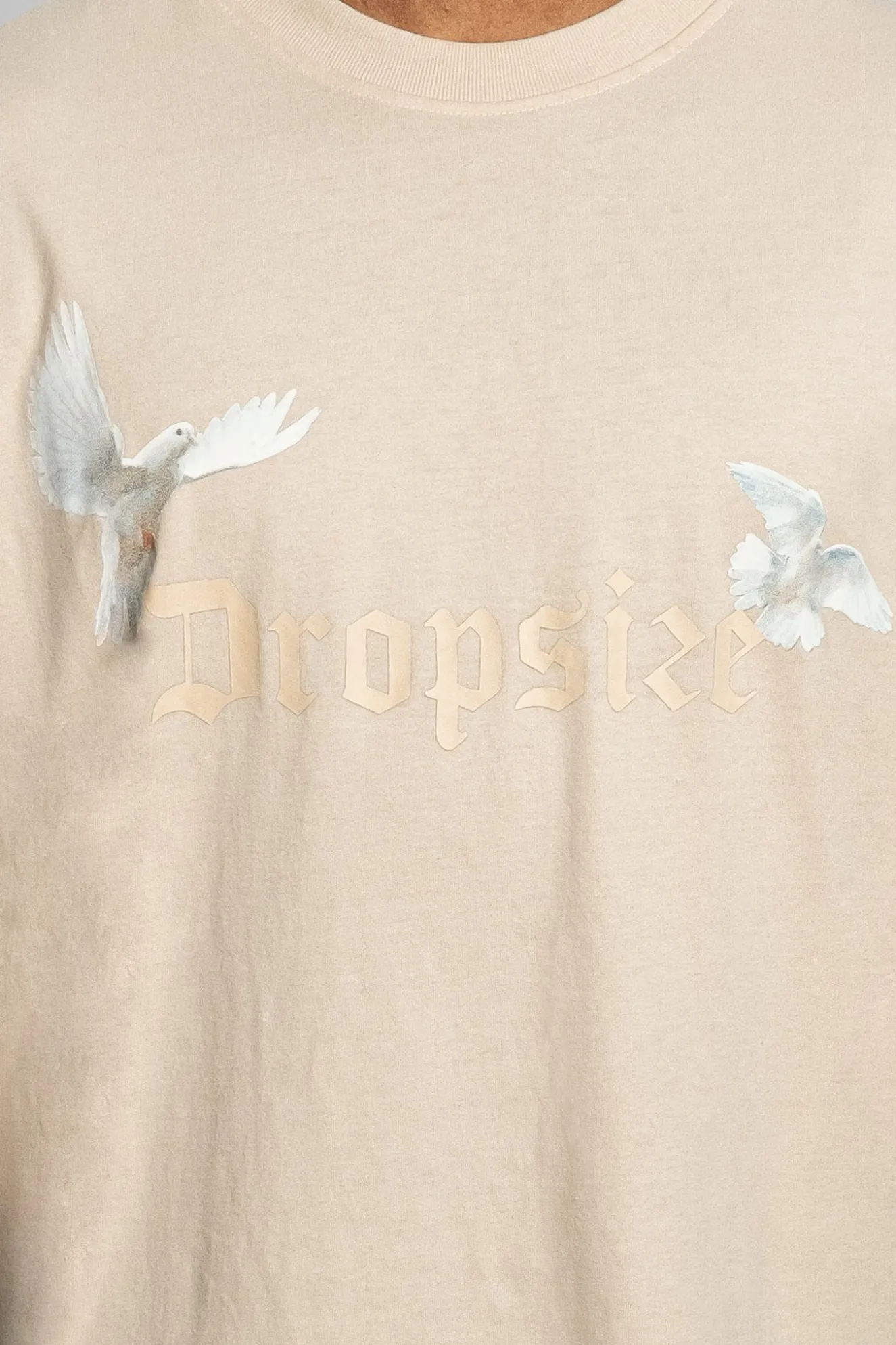 HEAVY OVERSIZE WHITE DOVES T-SHIRT COCONUT MILK