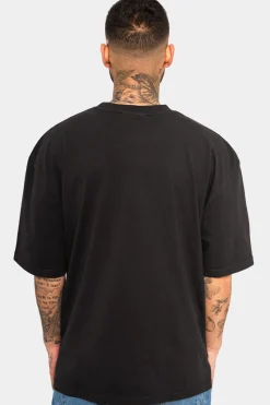 HEAVY OVERSIZE WHITE DOVES T-SHIRT WASHED BLACK