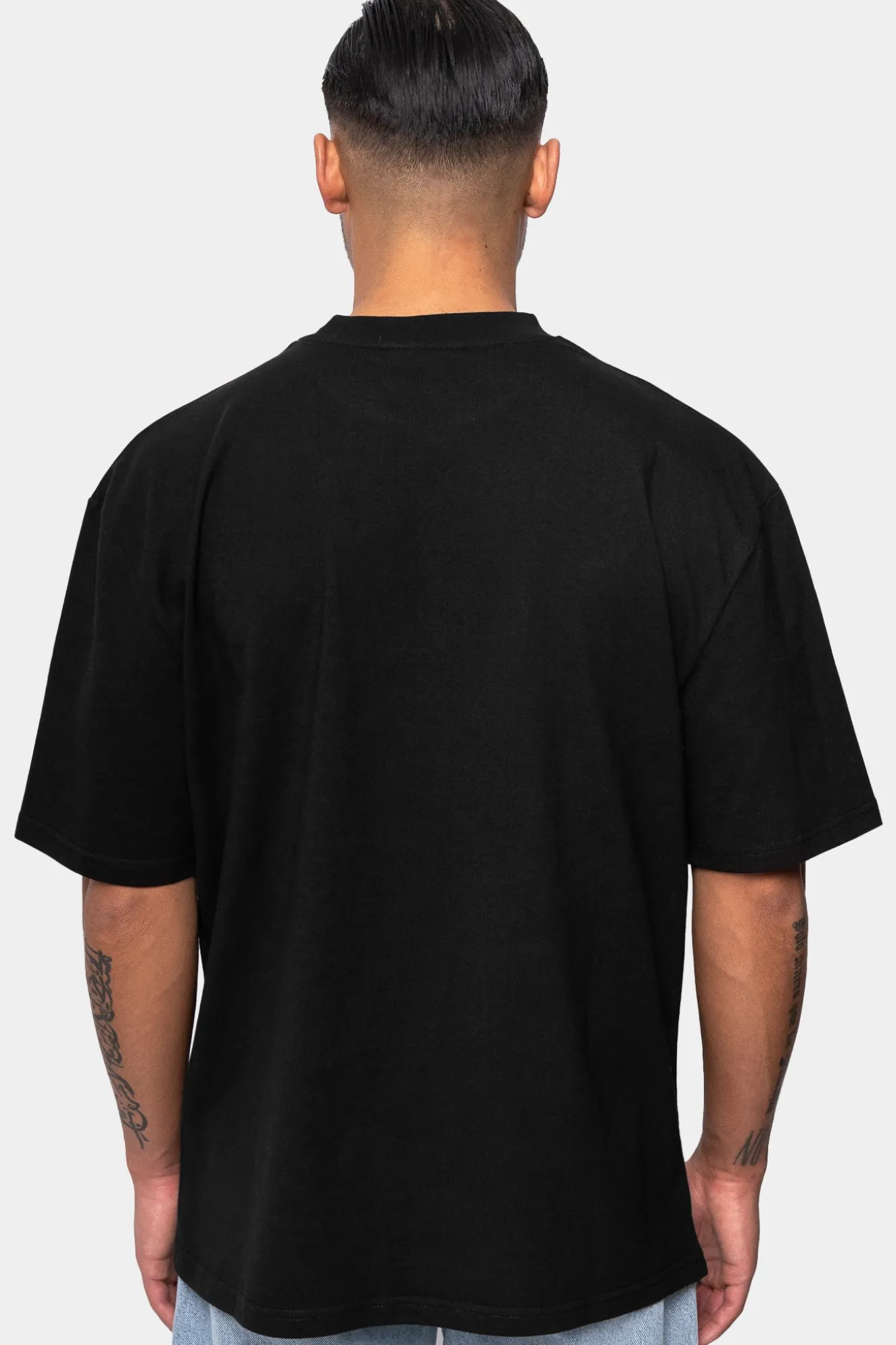 HEAVY OVERSIZE WHITE LOGO PUFFER PRINT T-SHIRT BLACK