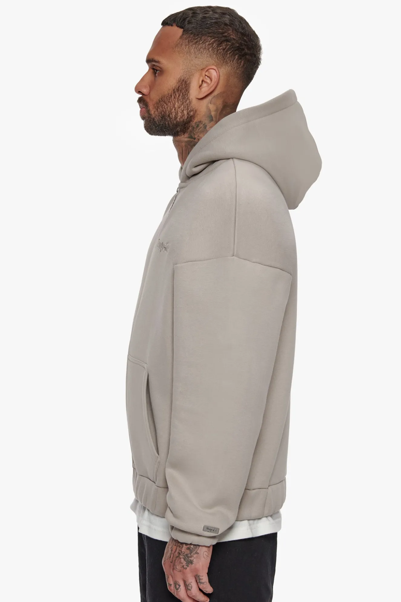 HEAVY OVERSIZE ZIP HOODIE SILVER GREY