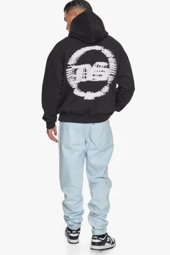HEAVY OVERSIZED BLURRED LOGO HOODIE BLACK