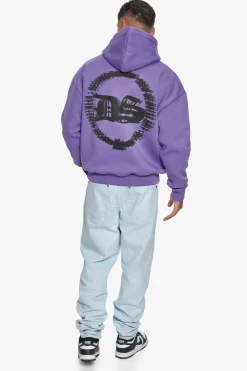 HEAVY OVERSIZED BLURRED LOGO HOODIE WASHED PURPLE