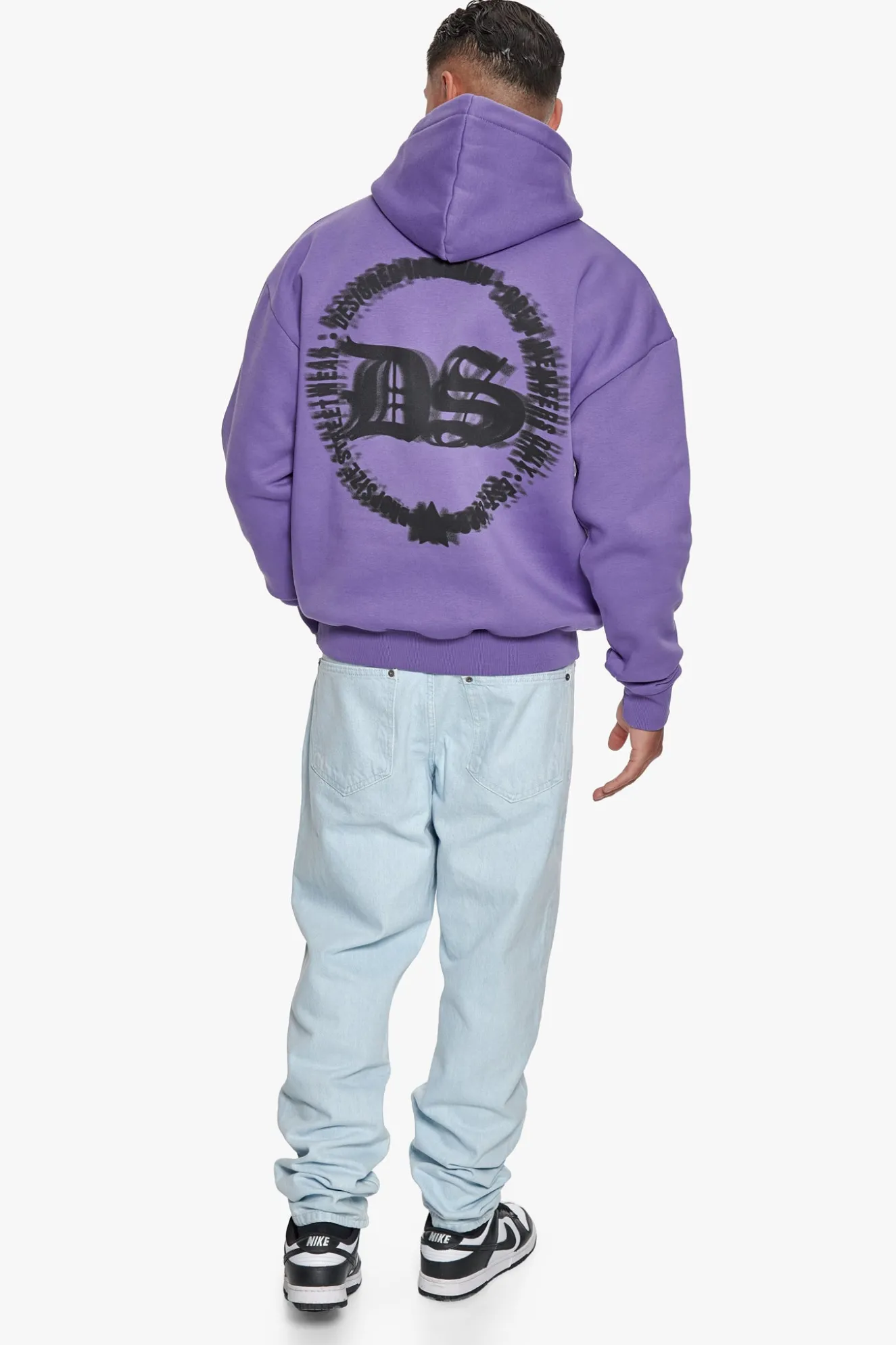 HEAVY OVERSIZED BLURRED LOGO HOODIE WASHED PURPLE