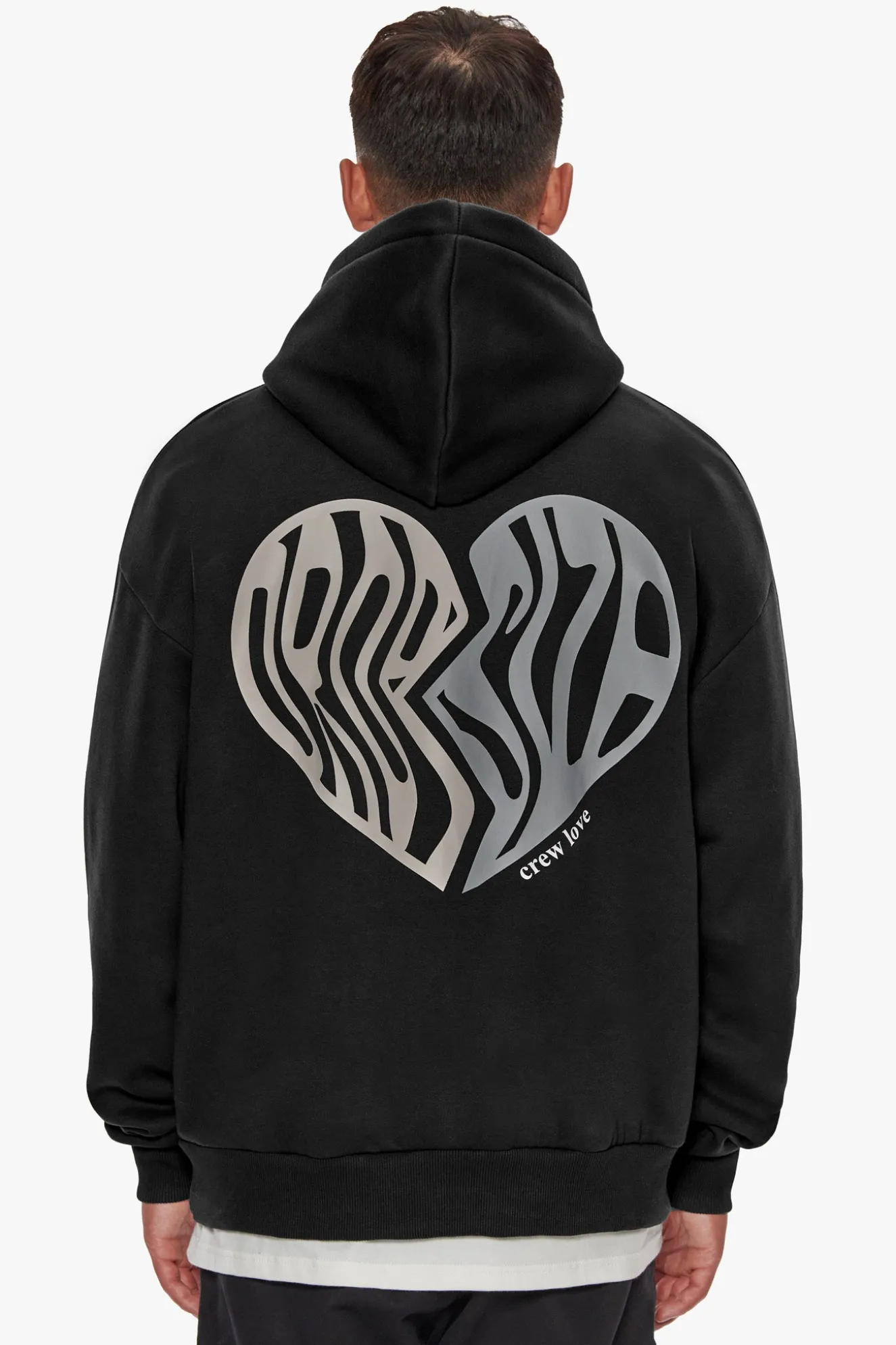 HEAVY OVERSIZED BROKEN HEART HOODIE WASHED BLACK