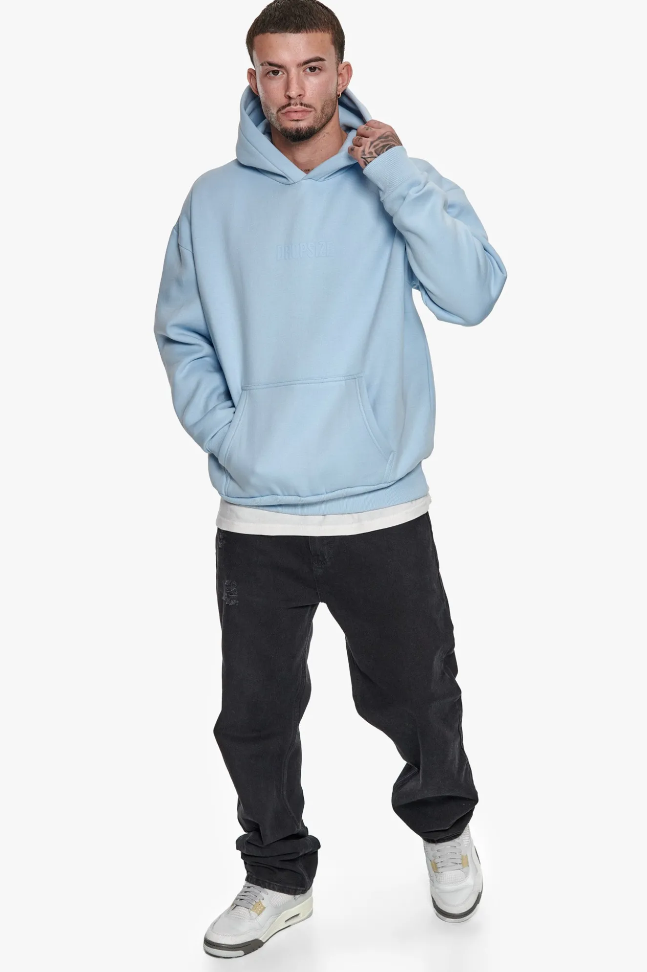 HEAVY OVERSIZED CENTER HD HOODIE BABY BLUE