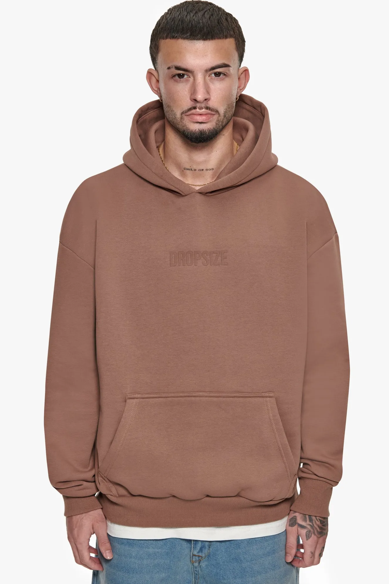 HEAVY OVERSIZED CENTER HD HOODIE BROWN
