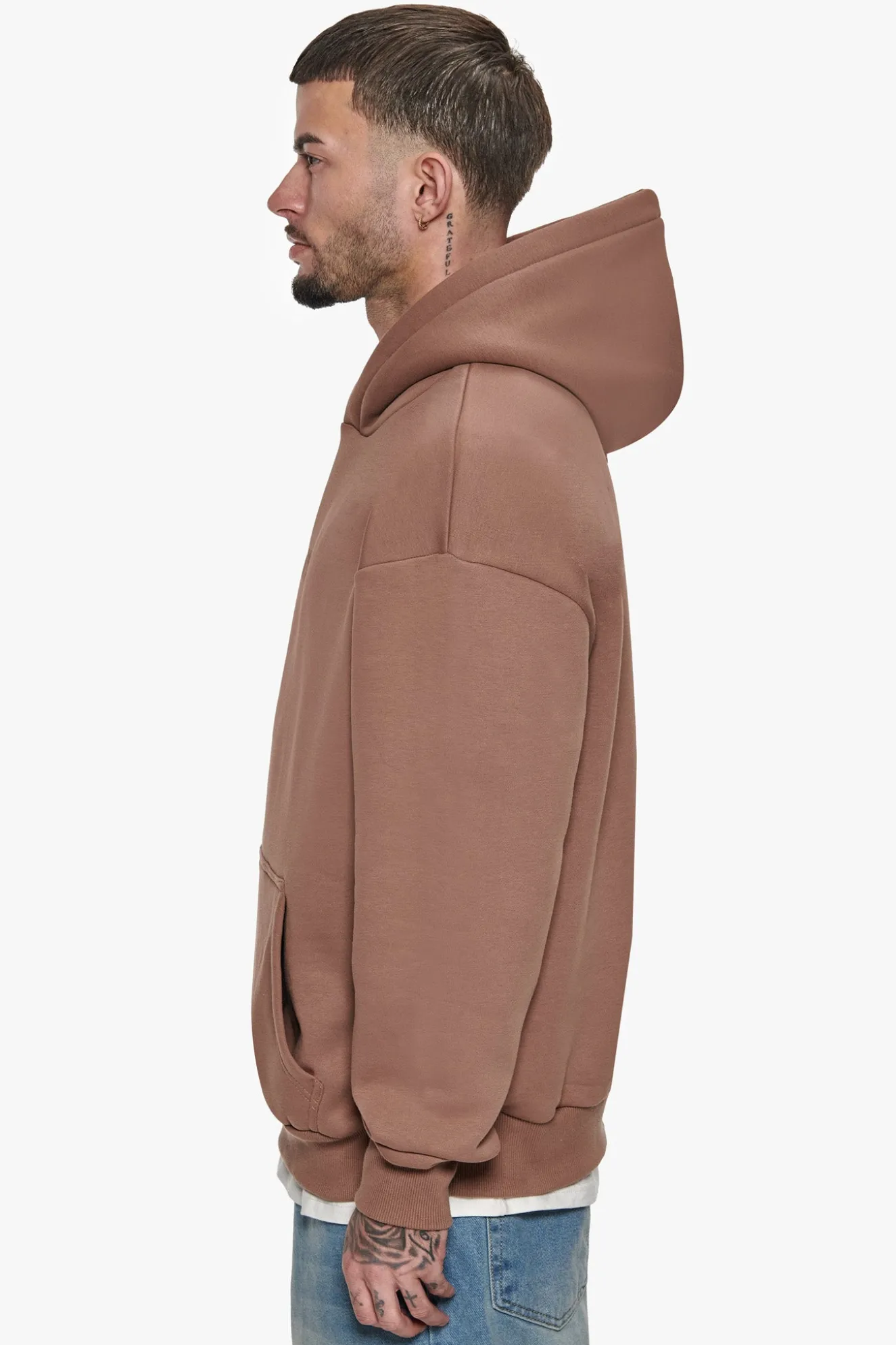 HEAVY OVERSIZED CENTER HD HOODIE BROWN