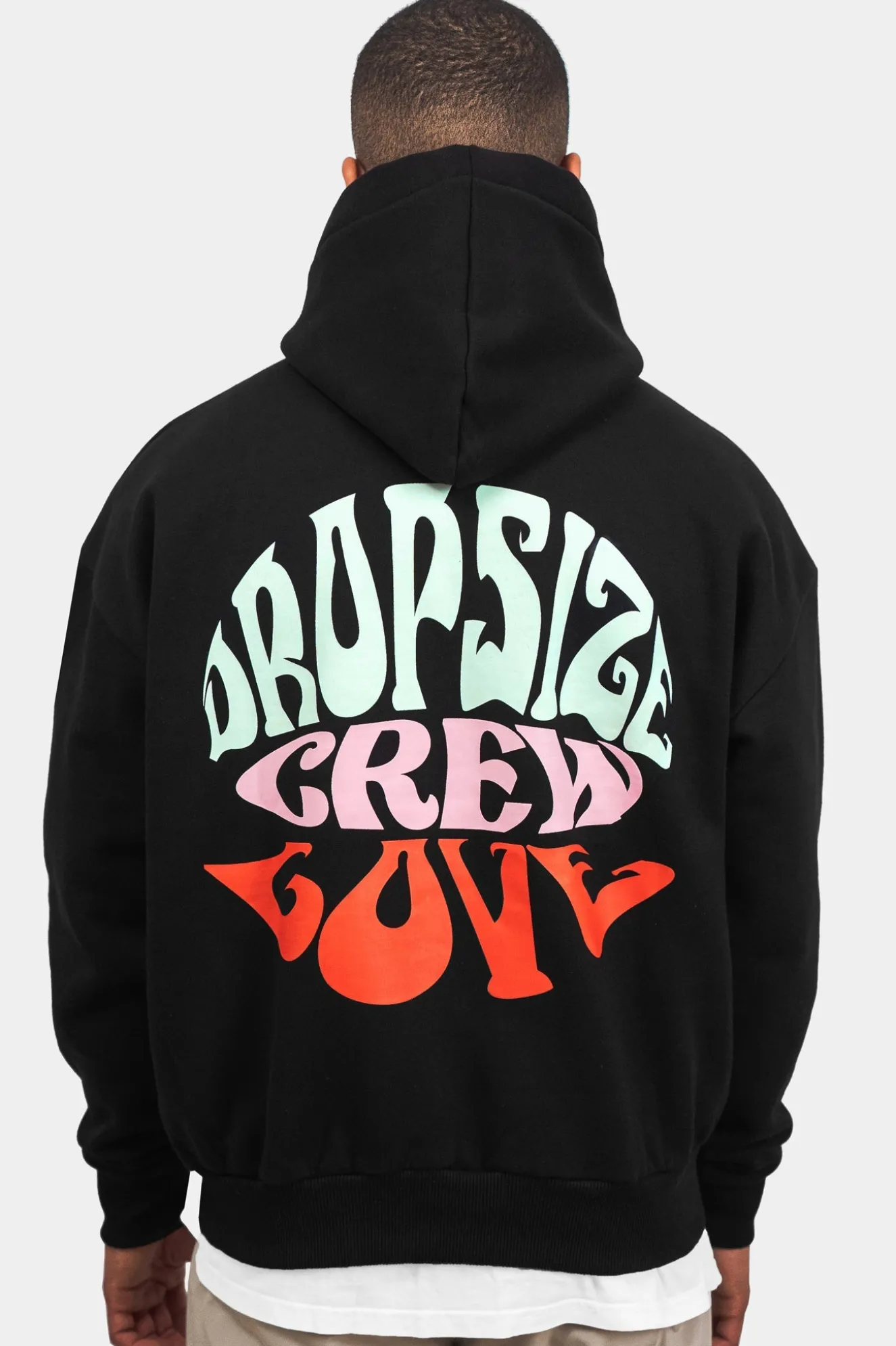 HEAVY OVERSIZED CREW LOVE HOODIE BLACK