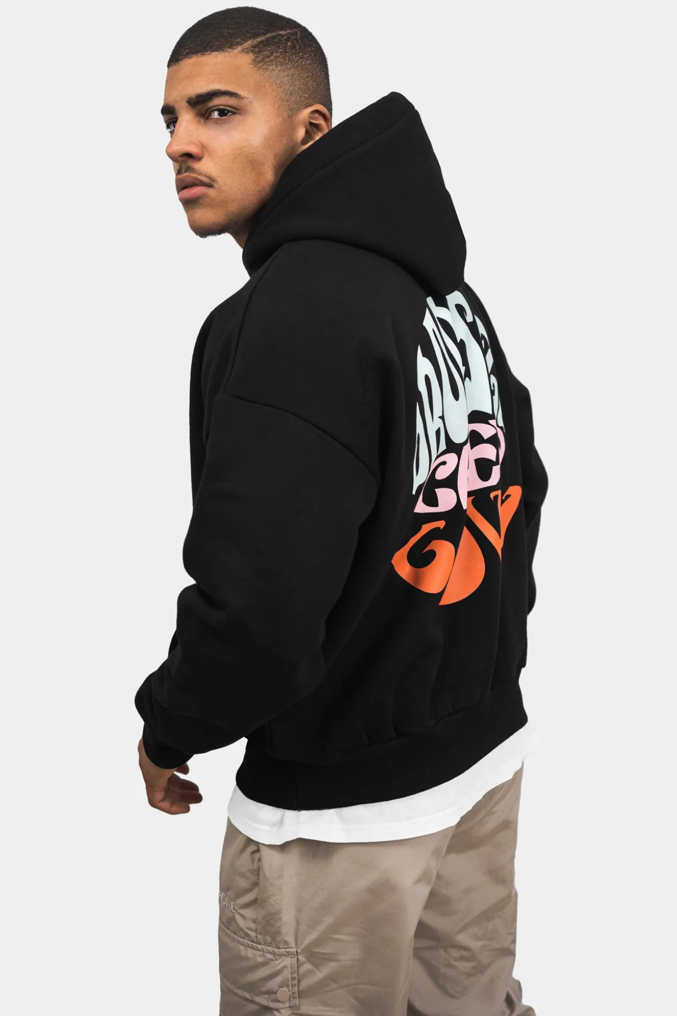 HEAVY OVERSIZED CREW LOVE HOODIE BLACK