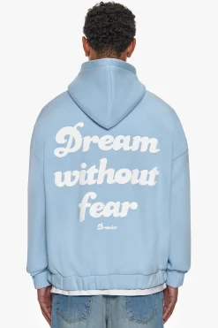 HEAVY OVERSIZED DREAM WITHOUT FEAR ZIP HOODIE BABY BLUE