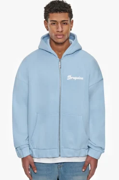HEAVY OVERSIZED DREAM WITHOUT FEAR ZIP HOODIE BABY BLUE