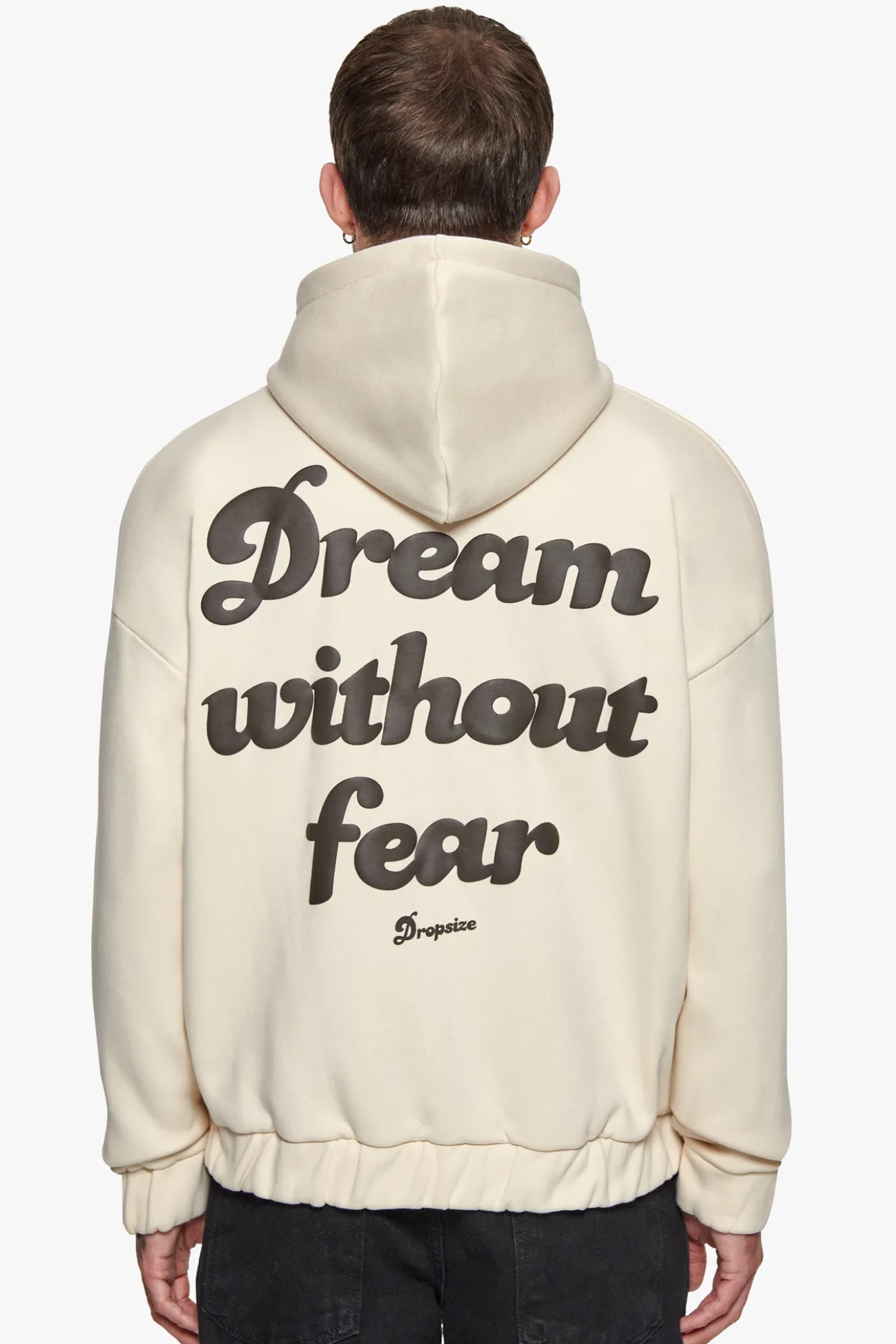 HEAVY OVERSIZED DREAM WITHOUT FEAR ZIP HOODIE COCONUT MILK