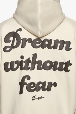 HEAVY OVERSIZED DREAM WITHOUT FEAR ZIP HOODIE COCONUT MILK