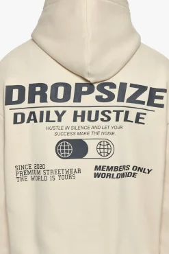 HEAVY OVERSIZED HUSTLE IN SILENCE HOODIE COCONUT MILK / GREY