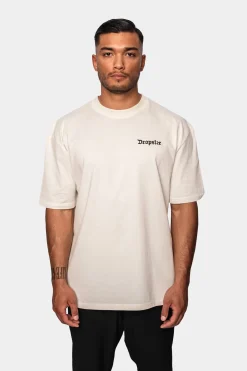 HEAVY OVERSIZED LEGENDS NEVER DIE T-SHIRT CREAM WHITE