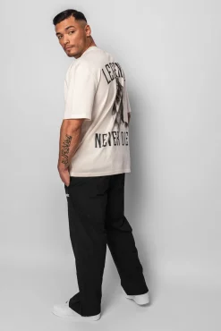 HEAVY OVERSIZED LEGENDS NEVER DIE T-SHIRT CREAM WHITE