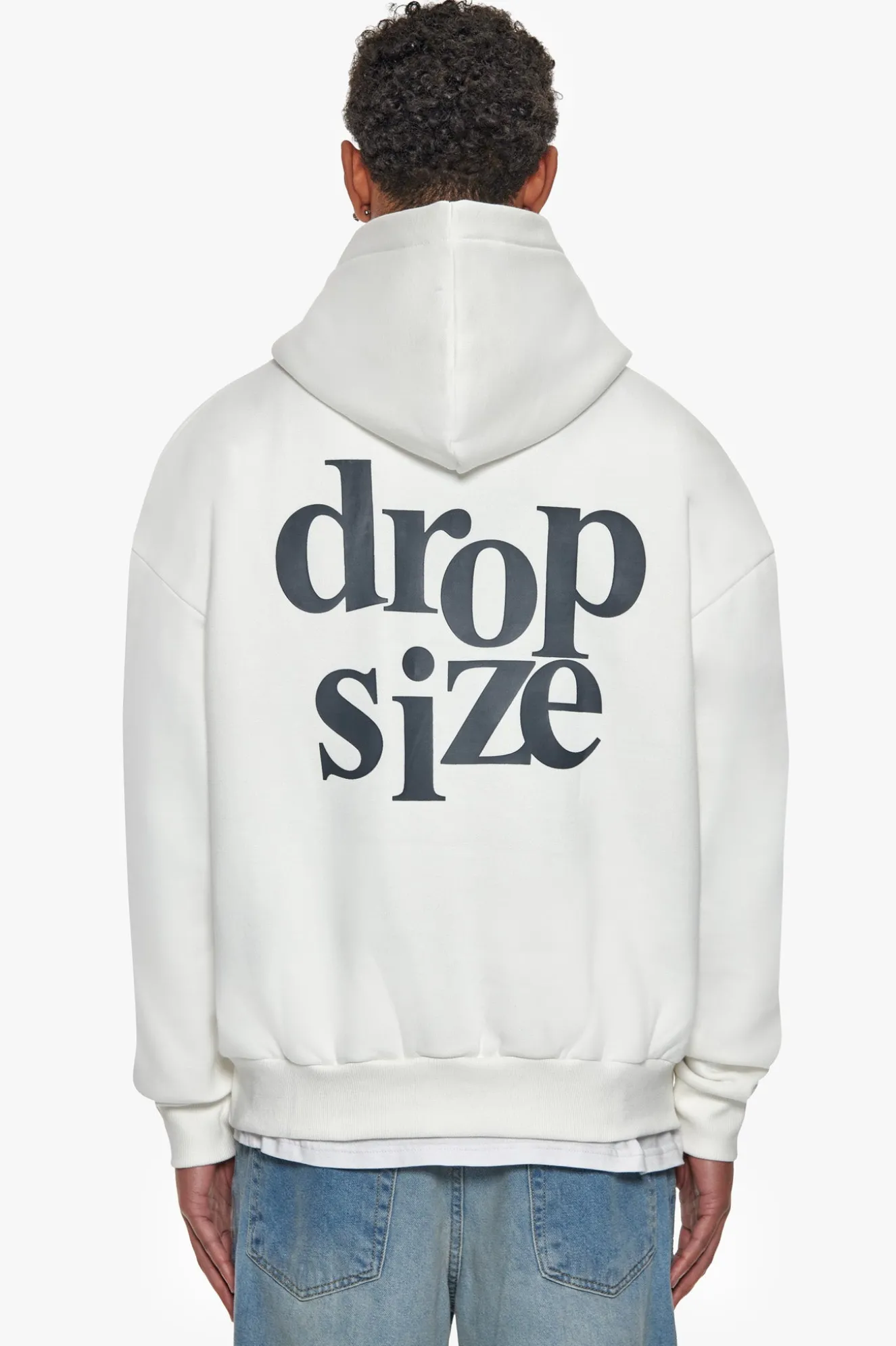 HEAVY OVERSIZED LETTERS HOODIE CREAM WHITE / STEEL GREY