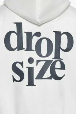 HEAVY OVERSIZED LETTERS HOODIE CREAM WHITE / STEEL GREY