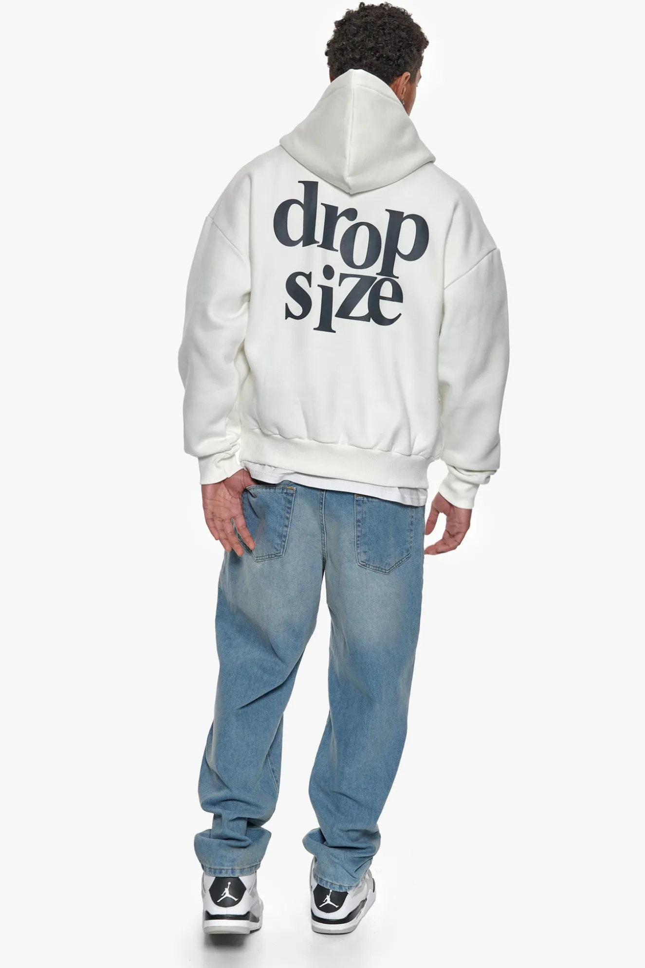 HEAVY OVERSIZED LETTERS HOODIE CREAM WHITE / STEEL GREY