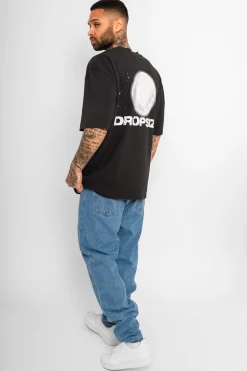 HEAVY OVERSIZED MOON T-SHIRT WASHED BLACK