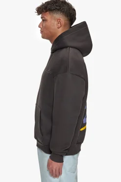 HEAVY OVERSIZED OUT NOW HOODIE WASHED BLACK