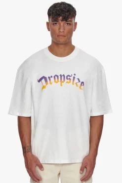 HEAVY OVERSIZED RAINBOW T-SHIRT CREAM WHITE