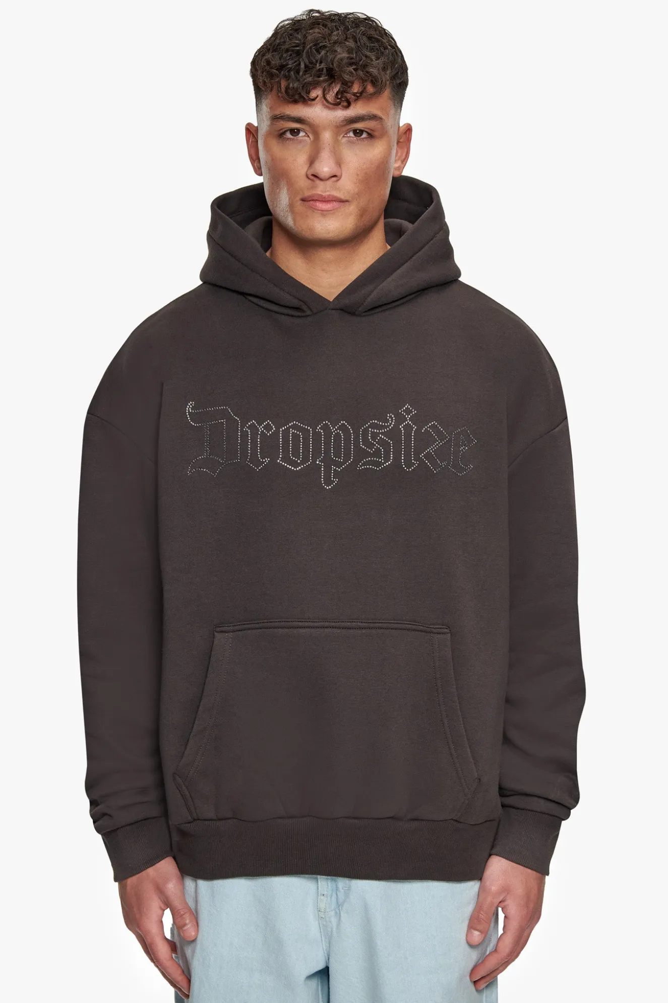 HEAVY OVERSIZED RHINESTONE HOODIE WASHED BLACK