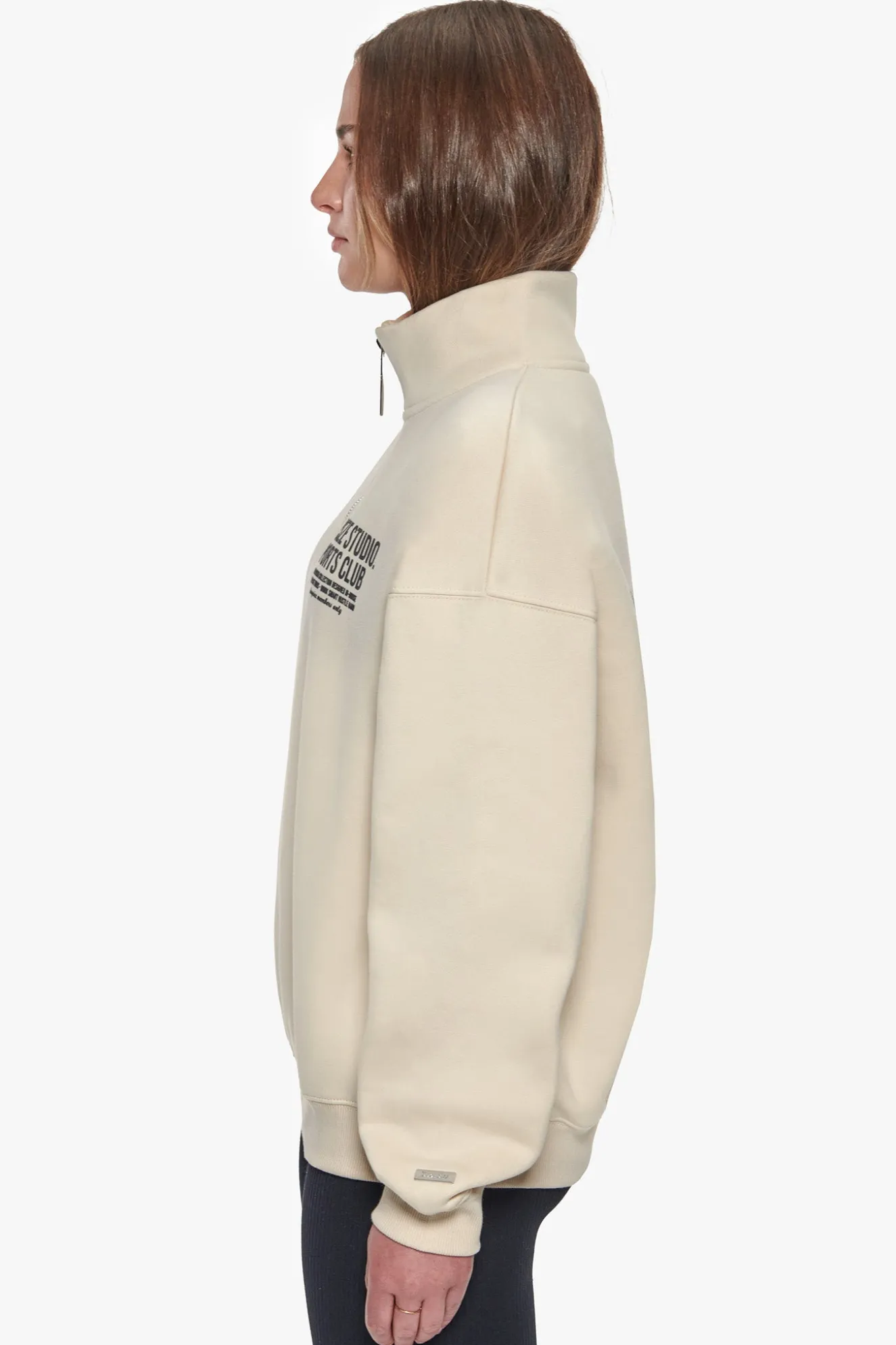 HEAVY OVERSIZED SPORTSCLUB HALF ZIP HOODIE COCONUT MILK