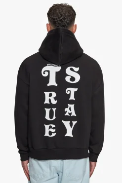 HEAVY OVERSIZED STAY TRUE HOODIE BLACK