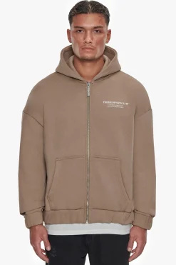 HEAVY OVERSIZED TDC ZIP HOODIE SILVER MINK