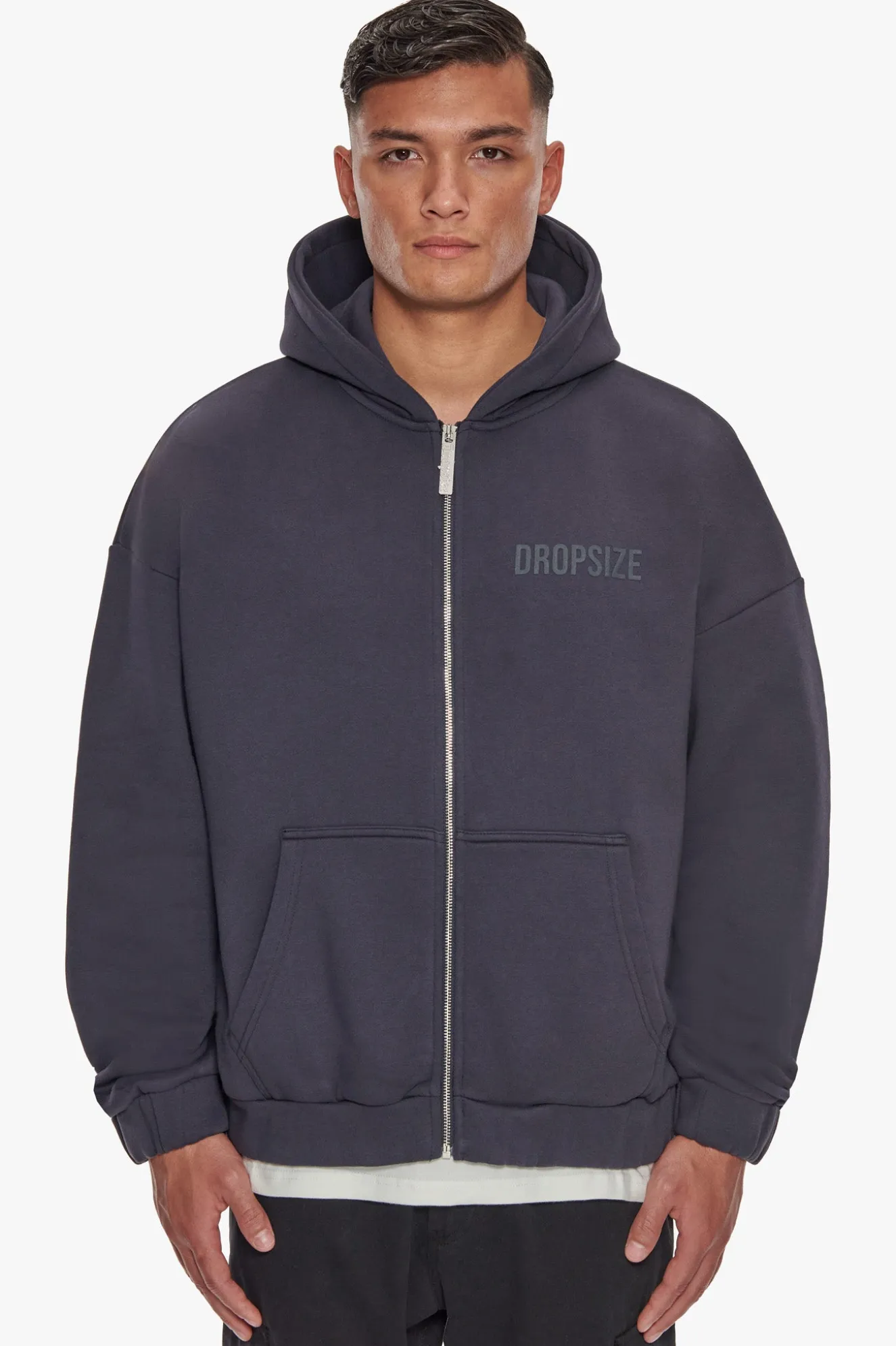 HEAVY OVERSIZED ZIP HOODIE WASHED NAVY